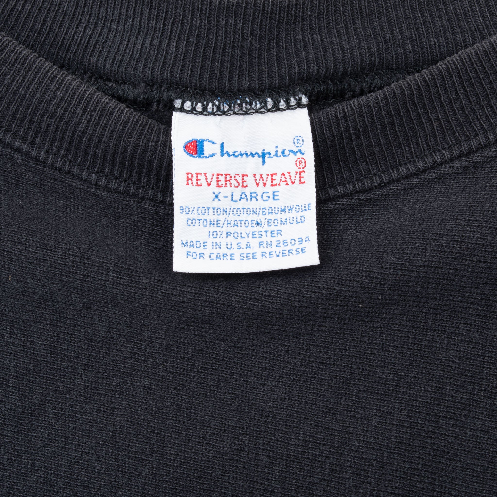 Vintage Champion Reverse Weave Spell Out Black Sweatshirt 1990S Size XL Made In Usa