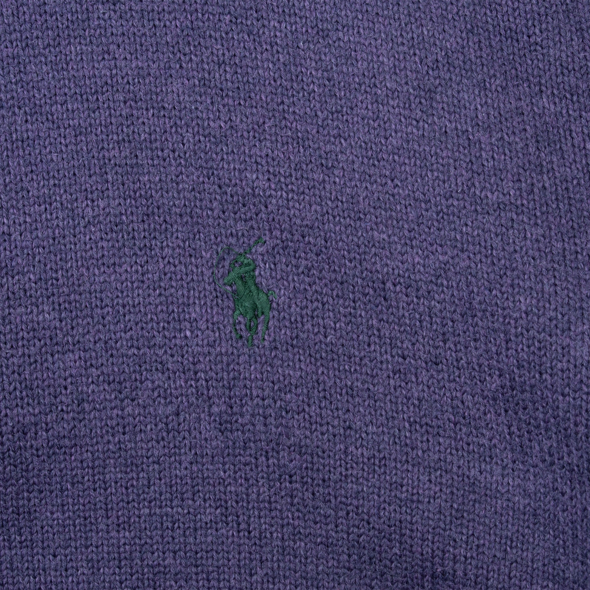 Vintage Polo Ralph Lauren Purple Knit Quarter 1/4 Zip Sweater 1990S Size Large