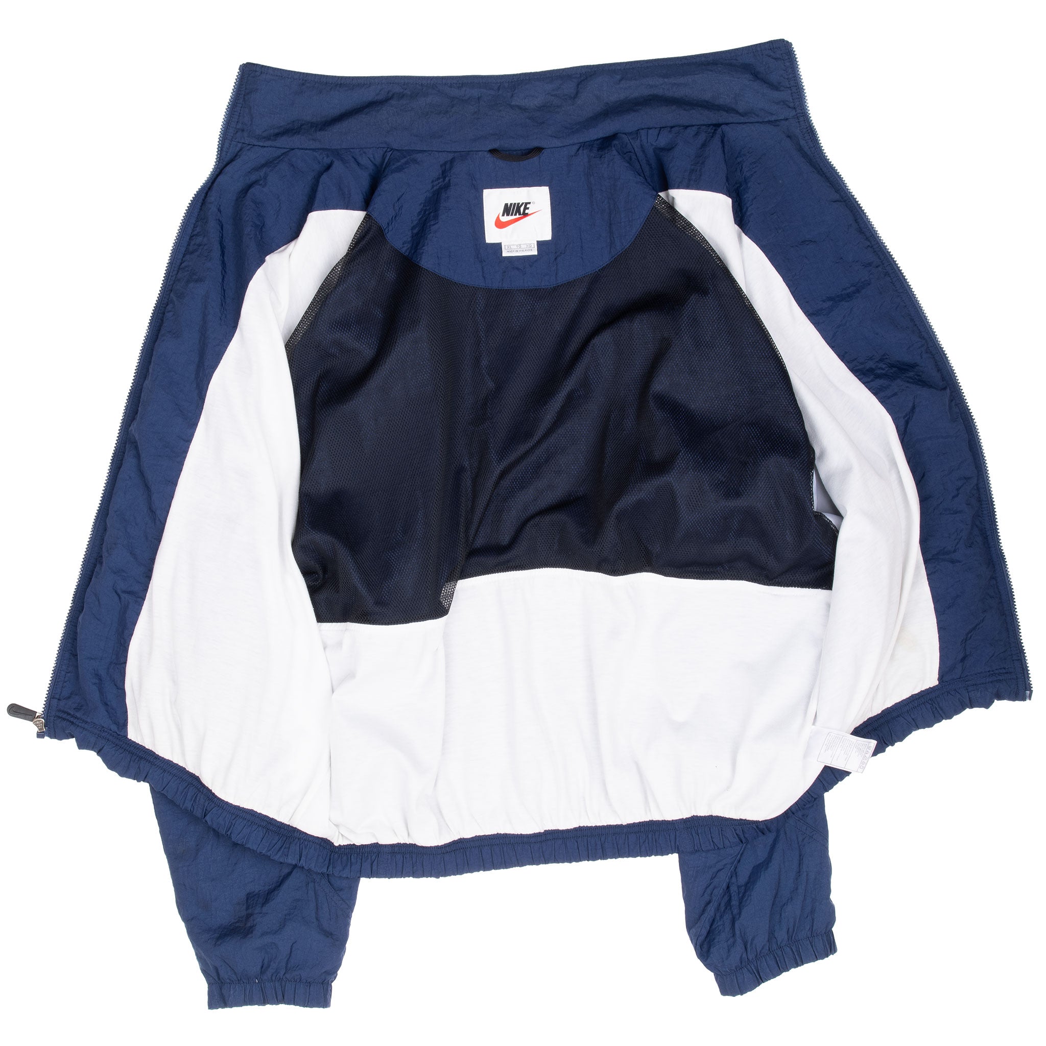 Vintage Nike Classic Swoosh Navy Blue Windbreaker Jacket 1990S Size XL