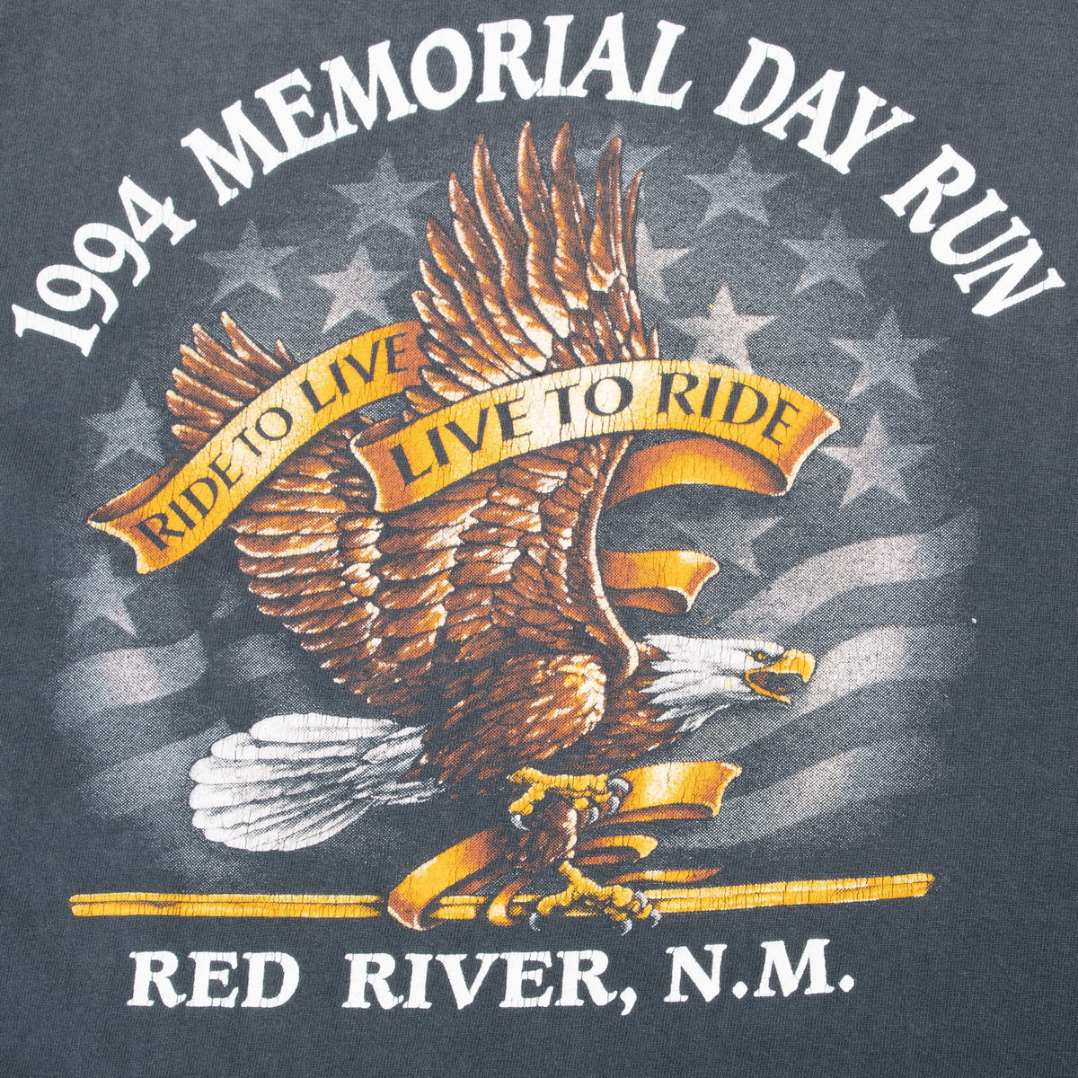 Close-up of 1994 Memorial Day Run eagle back print for Red River, New Mexico