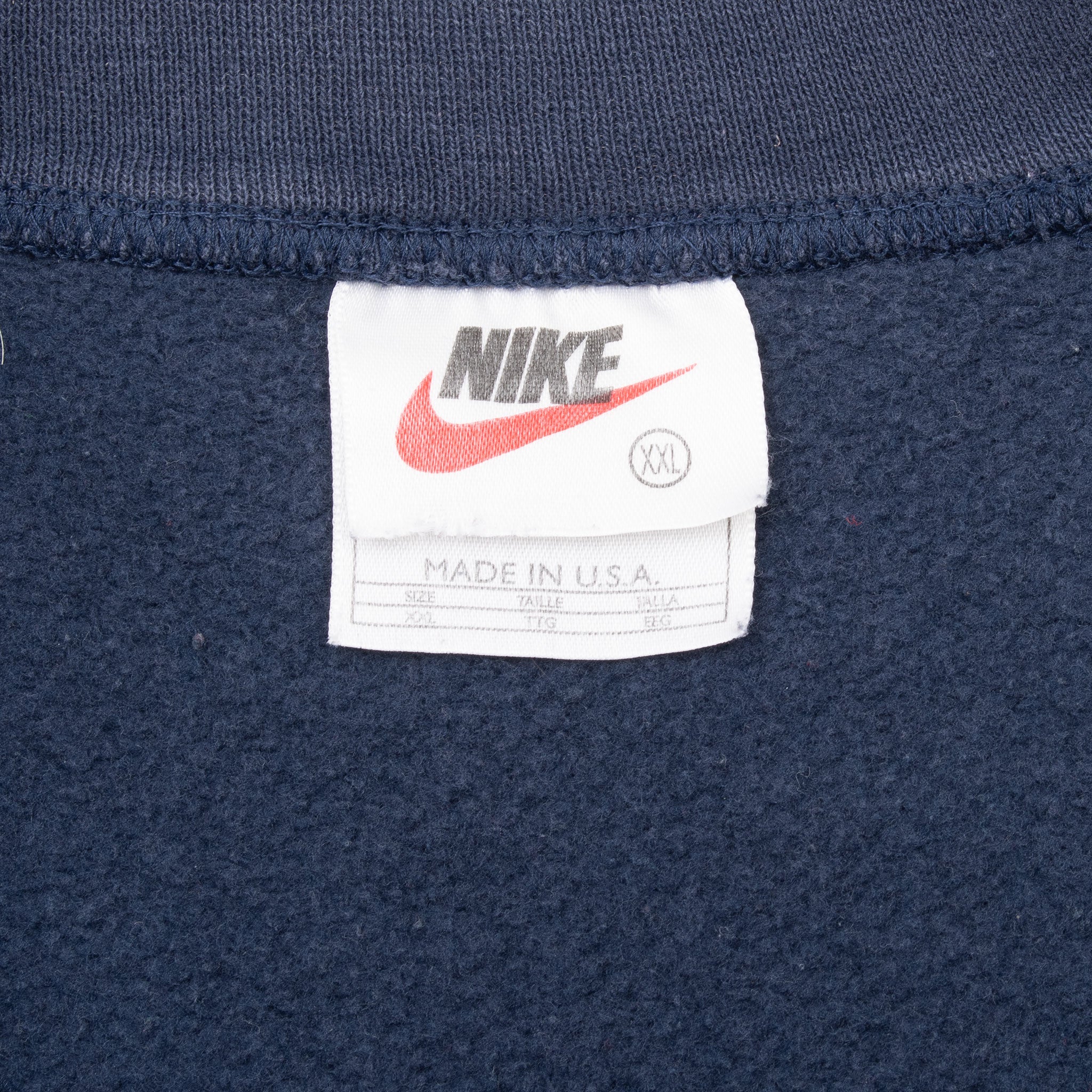 Vintage Nike Big Swoosh Navy Blue Sweatshirt 1990S Size 2XL Made In Usa