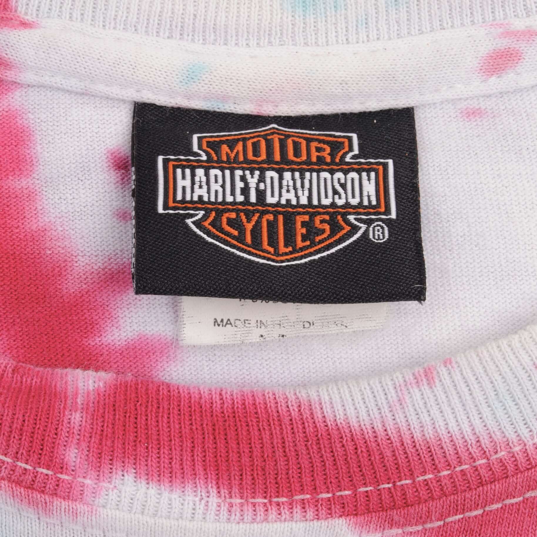 Vintage Tie Dye Harley Davidson Eagle American Iron Tee Shirt 1990S Size Medium 