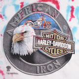 Vintage Tie Dye Harley Davidson Eagle American Iron Tee Shirt 1990S Size Medium 