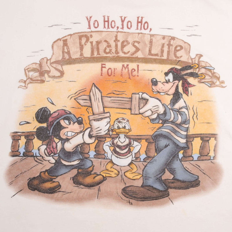 Vintage Disneyland Mickey Mouse  Donald Duck and Goofy A Pirate Life 1990S Tee Shirt Size XL Made In Usa