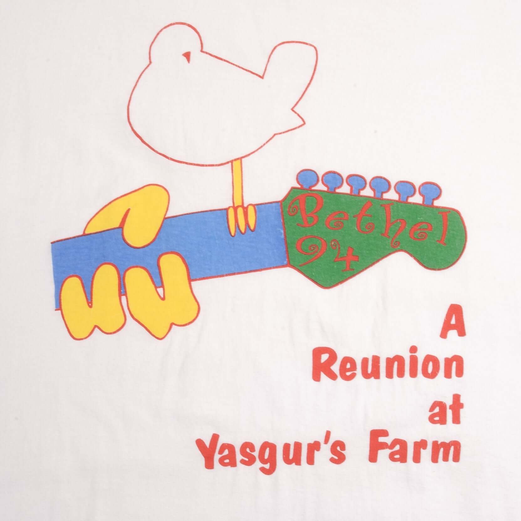 Vintage Bethel At Yasgur's Farm 1994 Tee Shirt Size XL With Single Stitch Sleeves