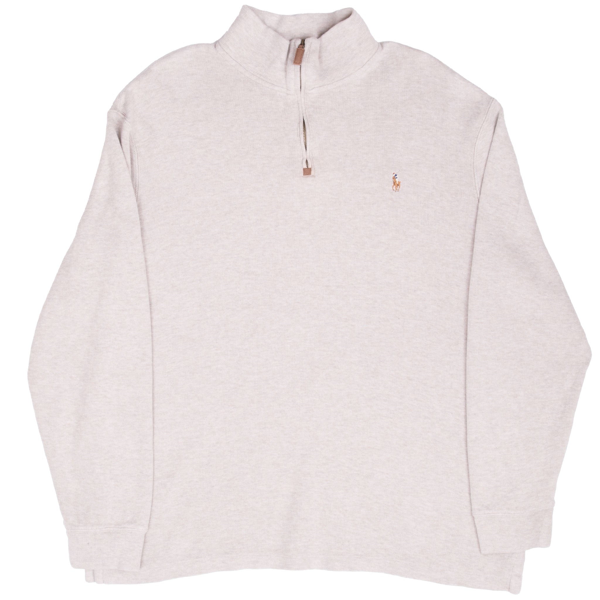 Vintage Polo Ralph Lauren Beige Quarter 1/4 Zip Sweater Size XL