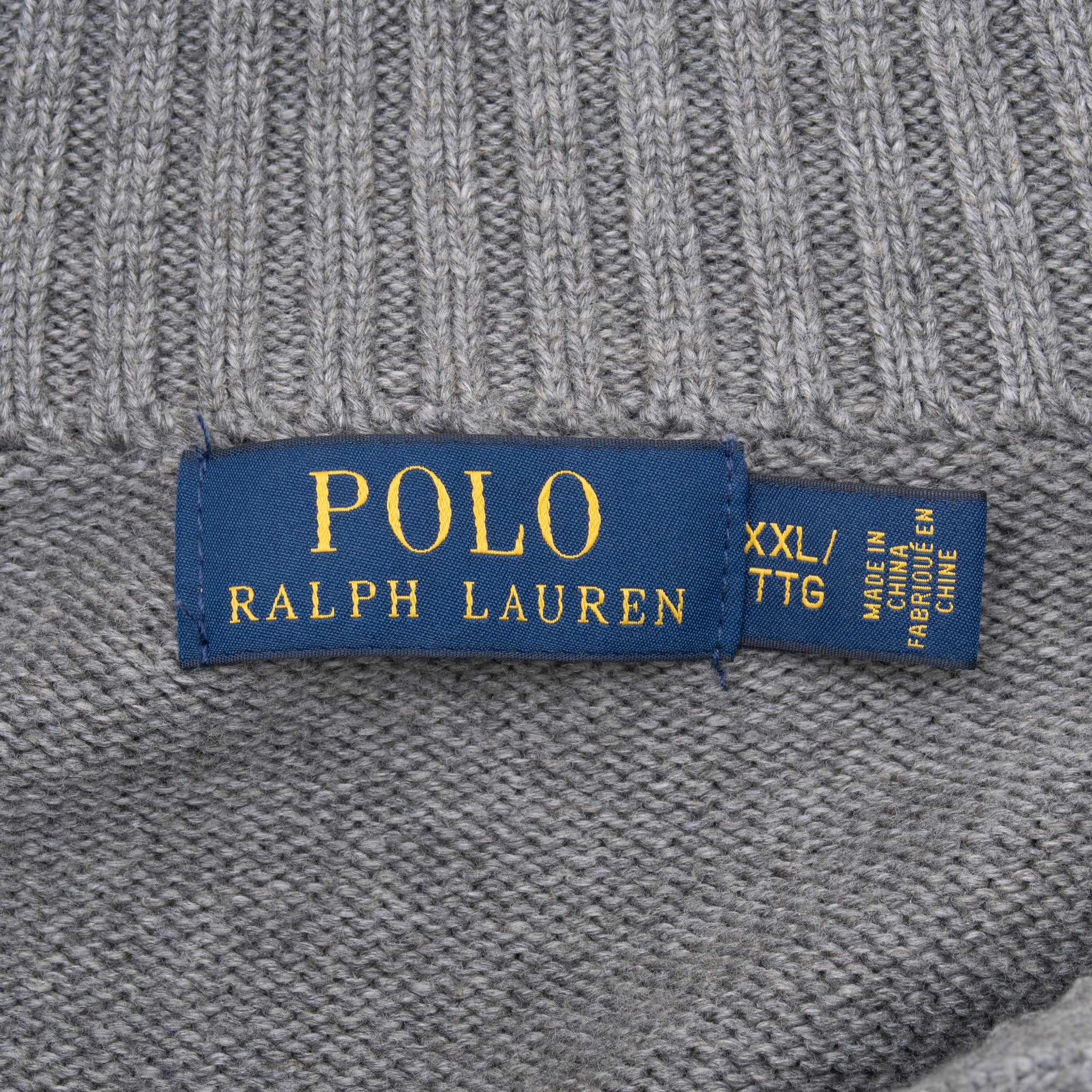 VINTAGE POLO RALPH LAUREN GREY KNIT HENLEY SWEATER SIZE 2XL