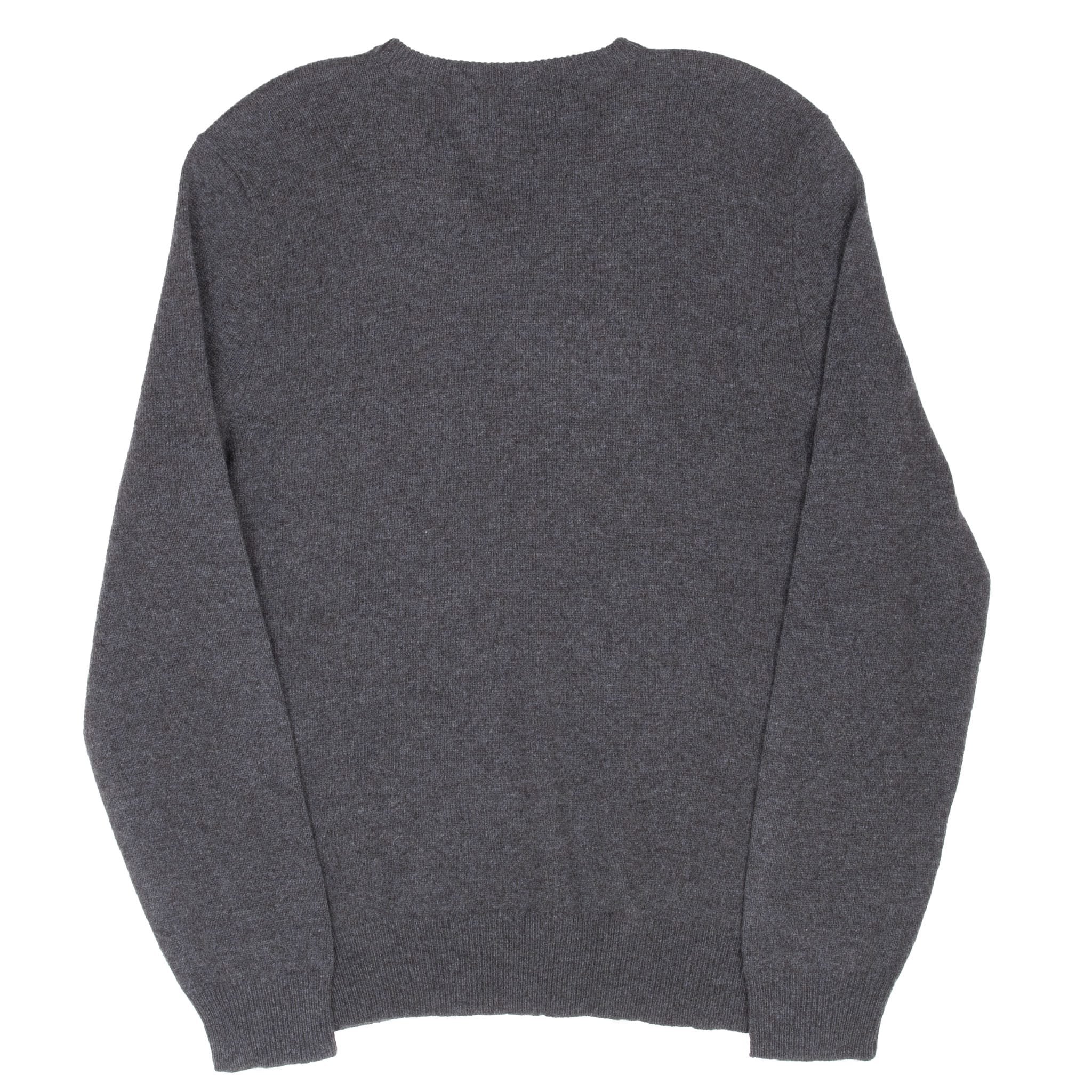 VINTAGE RALPH LAUREN DARK GREY V NECK KNIT WOOL SWEATER 1990S LARGE DEADSTOCK