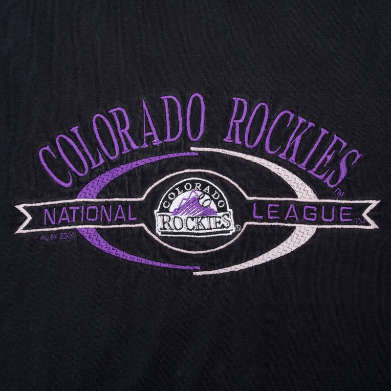 Vintage Mlb Colorado Rockies Embroidered Black Tee Shirt 2000 Size Large