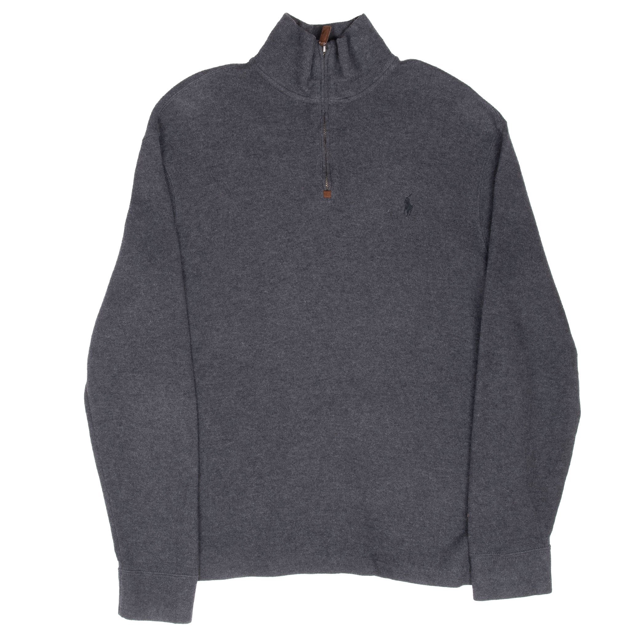 Vintage Polo Ralph Lauren Dark Grey 1990S Quarter 1/4 Zip Sweater Size Medium