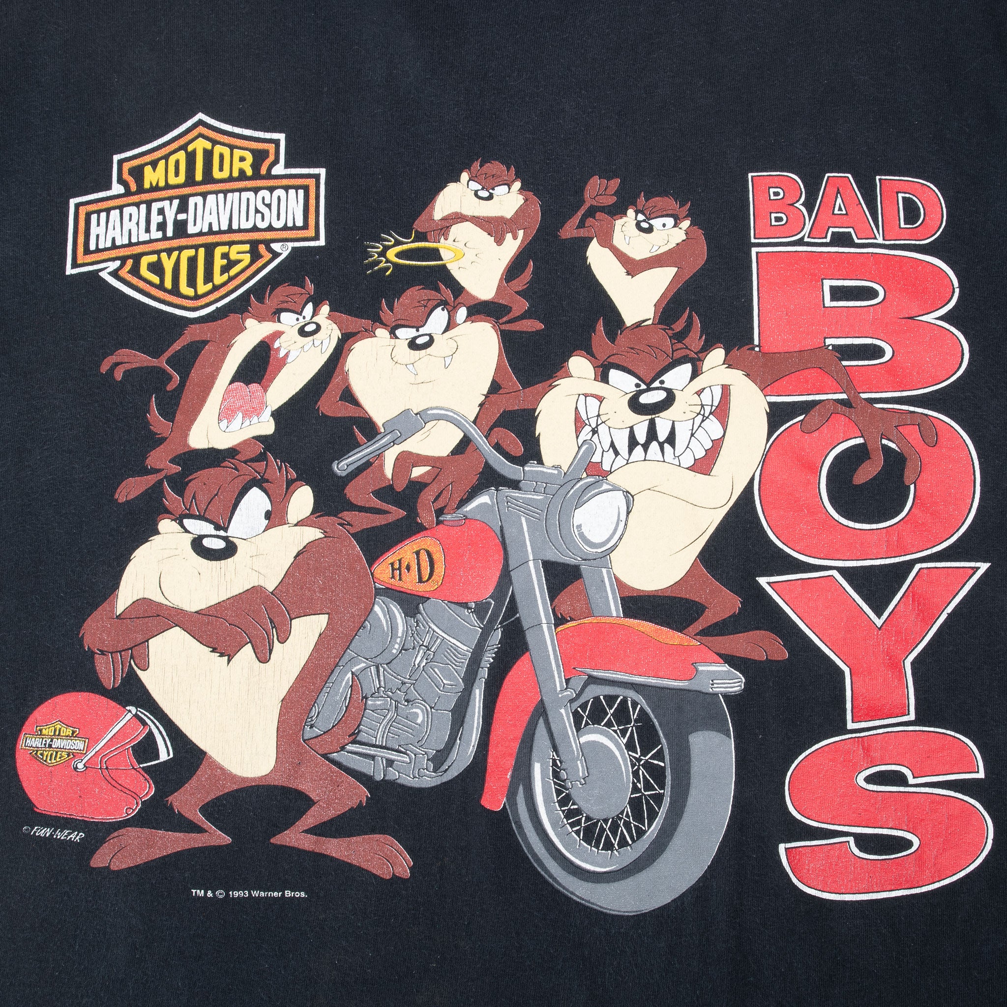 VINTAGE HARLEY DAVIDSON LOONEY TUNES TAZ BIKER TEE SHIRT 1993 LARGE MADE IN USA