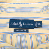 Vintage Ralph Lauren Yellow Striped Shirt 1990S Size XL