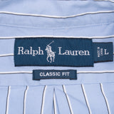 Vintage Ralph Lauren Blue Striped Shirt 1990S Size Large