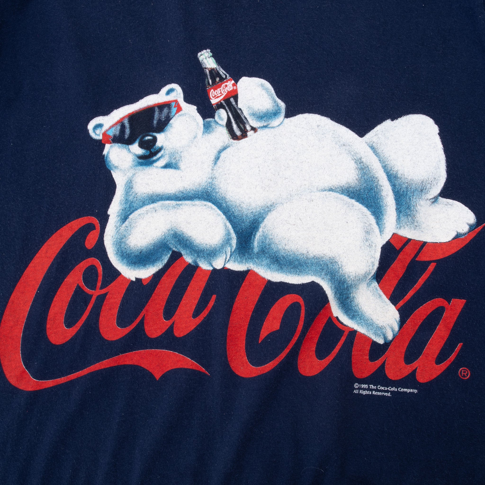 Vintage Coca Cola Polar Bear Tee Shirt 1995 Size Medium Made In USA With Single Stitch Sleeves
