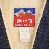 Vintage Big Smith Western Outwear Sherpa Denim Sleeveless Jacket Size Small Made In Usa 