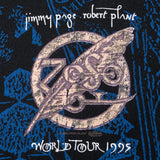 Vintage Jimmy Page Robert Plant World Tour 1995 All Over Print Tee Shirt Size Large With Single Stitch Sleeves