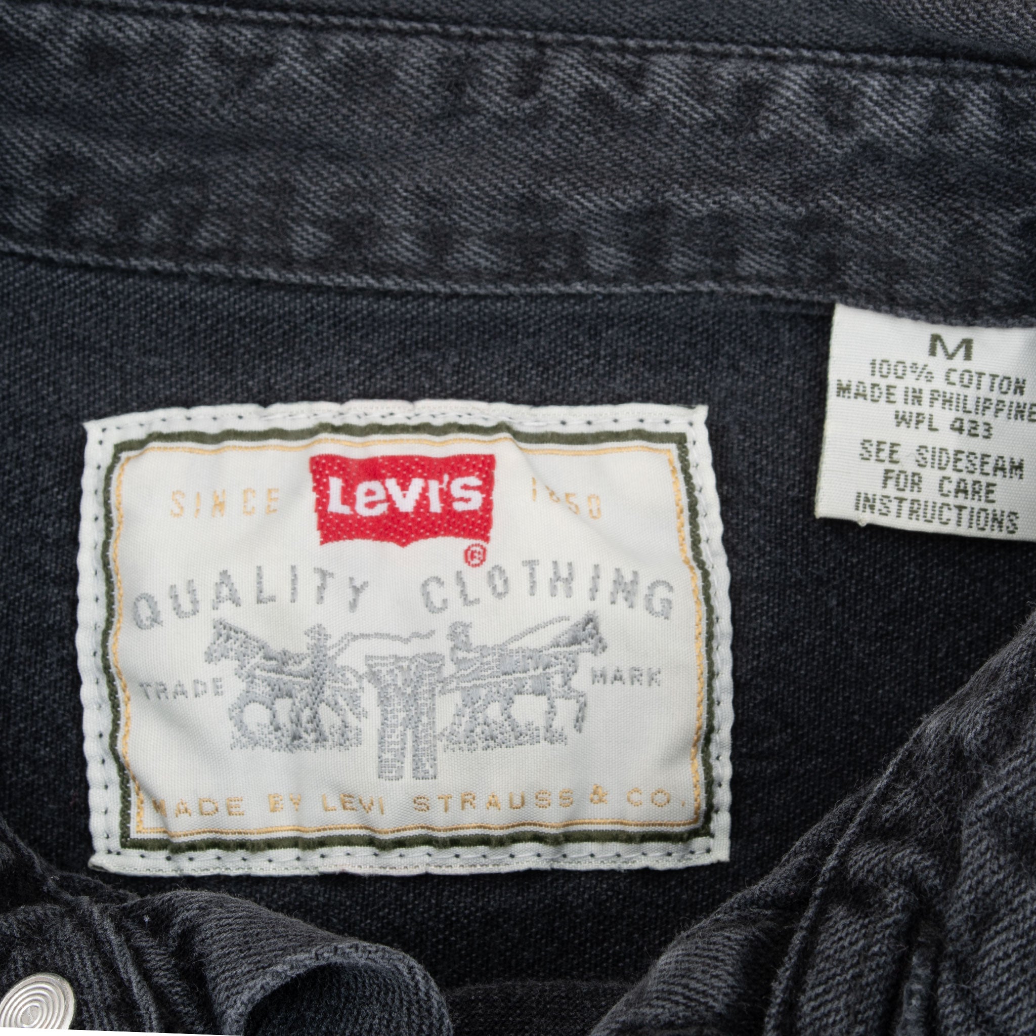 Vintage Levis Red Tab Denim Black Pocket Shirt 1990S Size Medium