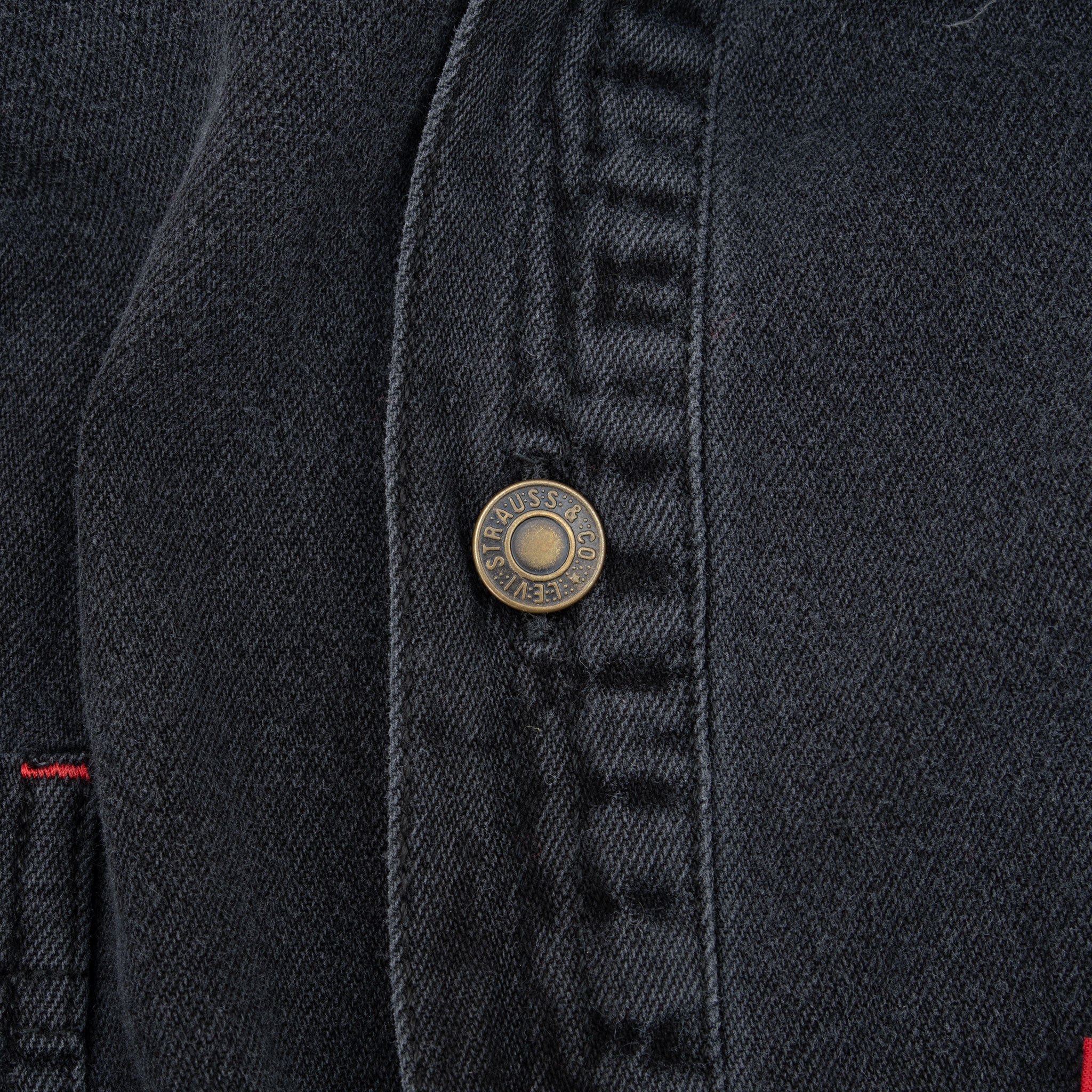 Vintage Levis Red Tab Denim Black Pocket Shirt 1990S Size Medium