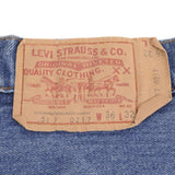 Beautiful Indigo Levis 517 Jeans With Blue Bar Tacks 1980s Made in USA with Medium Dark Wash With Light Whiskers.   Size on tag 36X32 Actual Size 35X31 Back Button #650