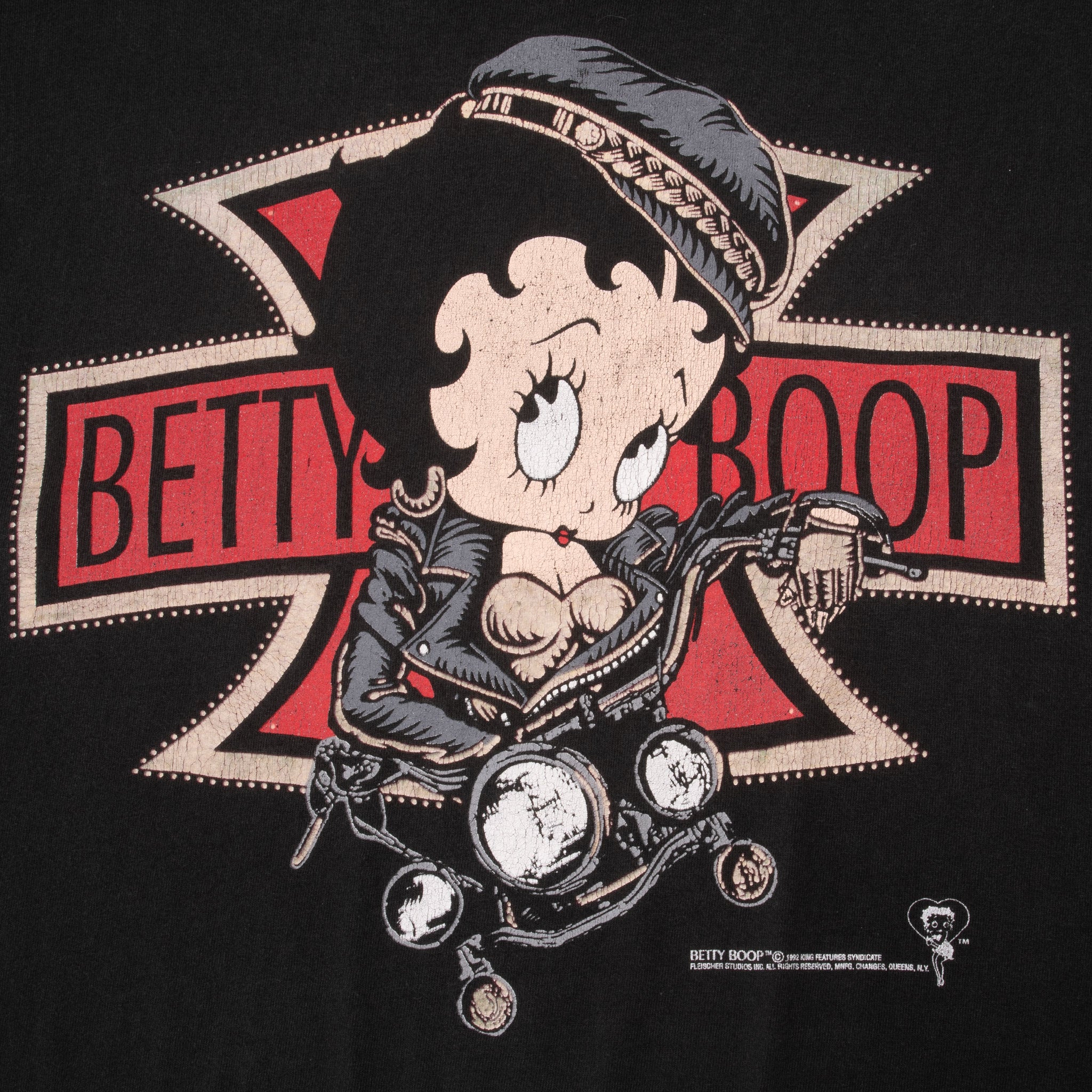 Vintage Betty Boop Biker Harley Tee Shirt 1992 Size XL Made In Usa With Single Stitch Sleeves