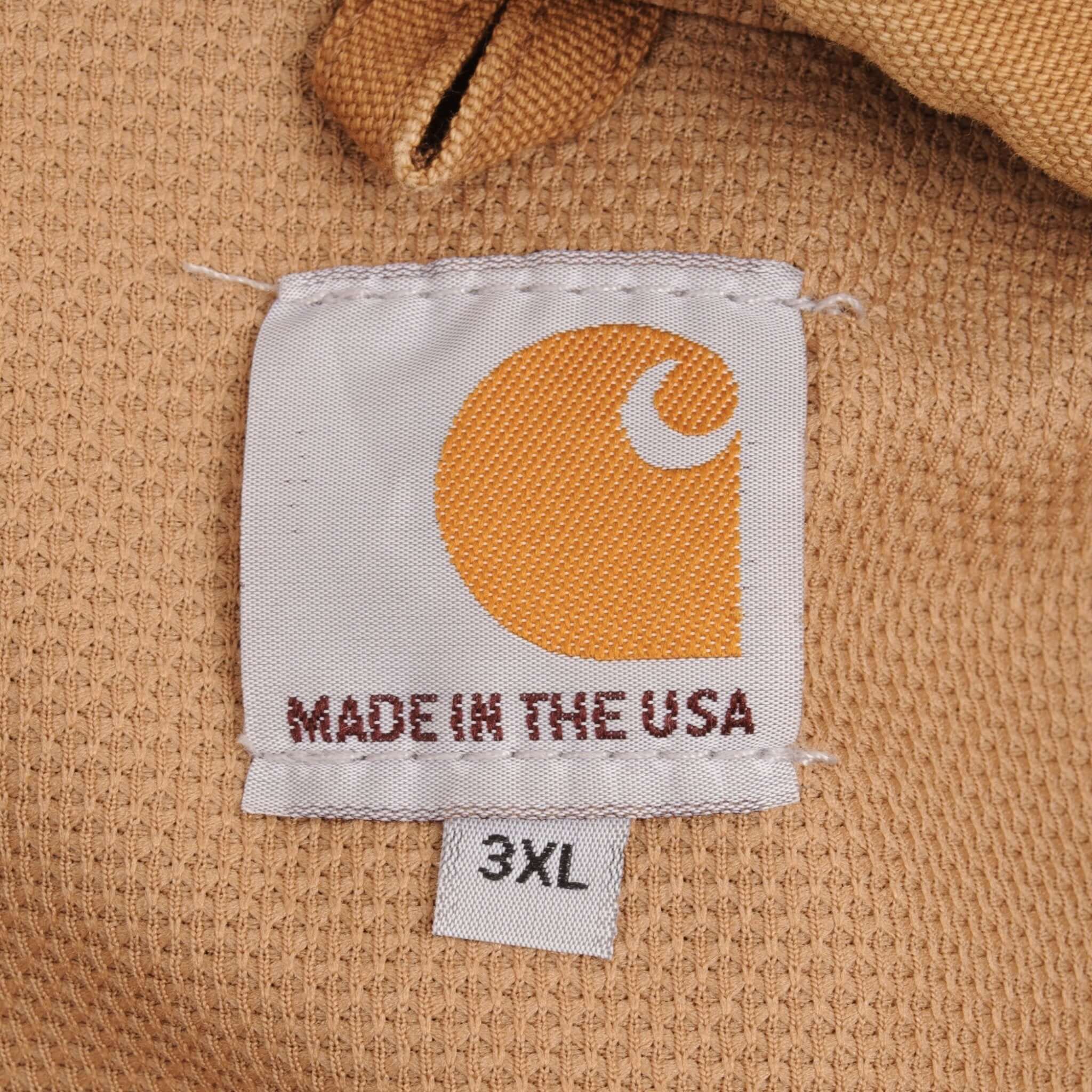 Vintage Carhartt Sandstone Hooded Active Jacket 125 Year Anniversary Edition J131Brn Size 3XL Made In Usa