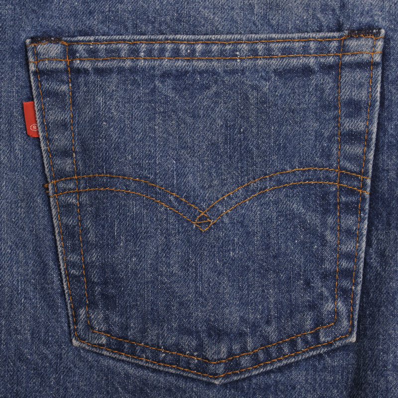 Beautiful Indigo Levis 517 Jeans With Blue Bar Tacks 1980s Made in USA with Medium Dark Wash  Size on tag 36X32 Actual Size 35X32 Back Button #532