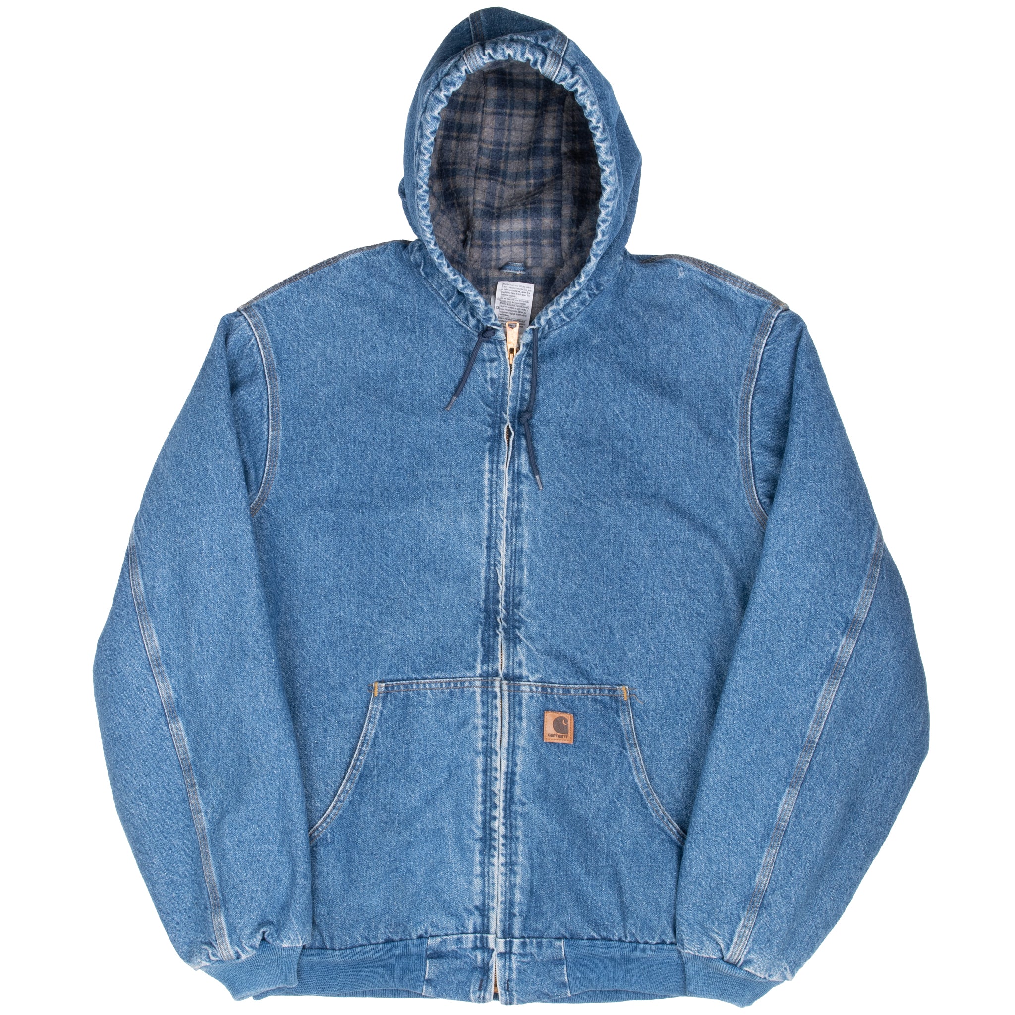 Vintage Carhartt Denim Hooded Active Jacket J139DST 2004 Size Xl Tall
