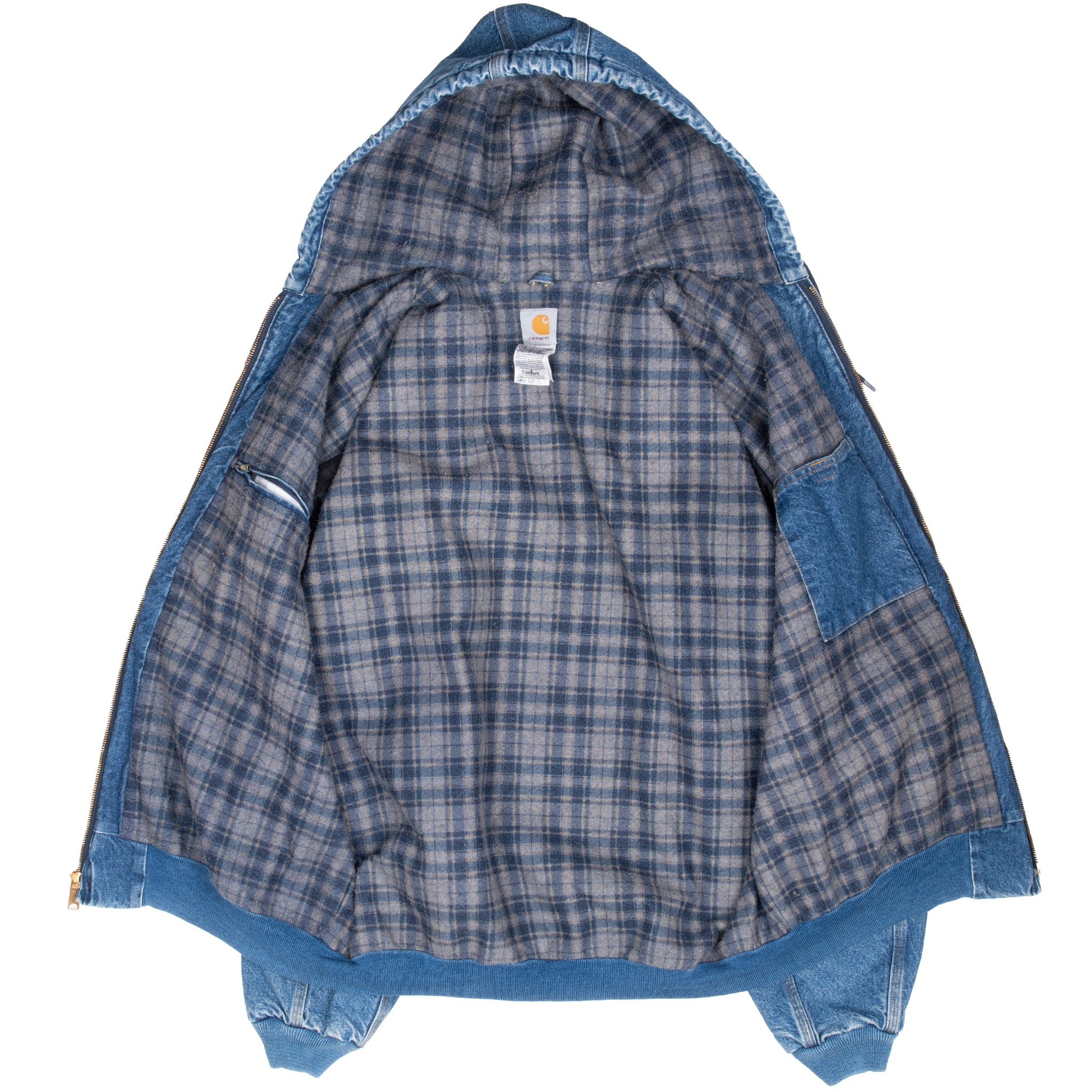 Vintage Carhartt Denim Hooded Active Jacket J139DST 2004 Size Xl Tall