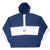 Full front of blue and white Nike pullover hooded windbreaker with chest logo and pouch pocket