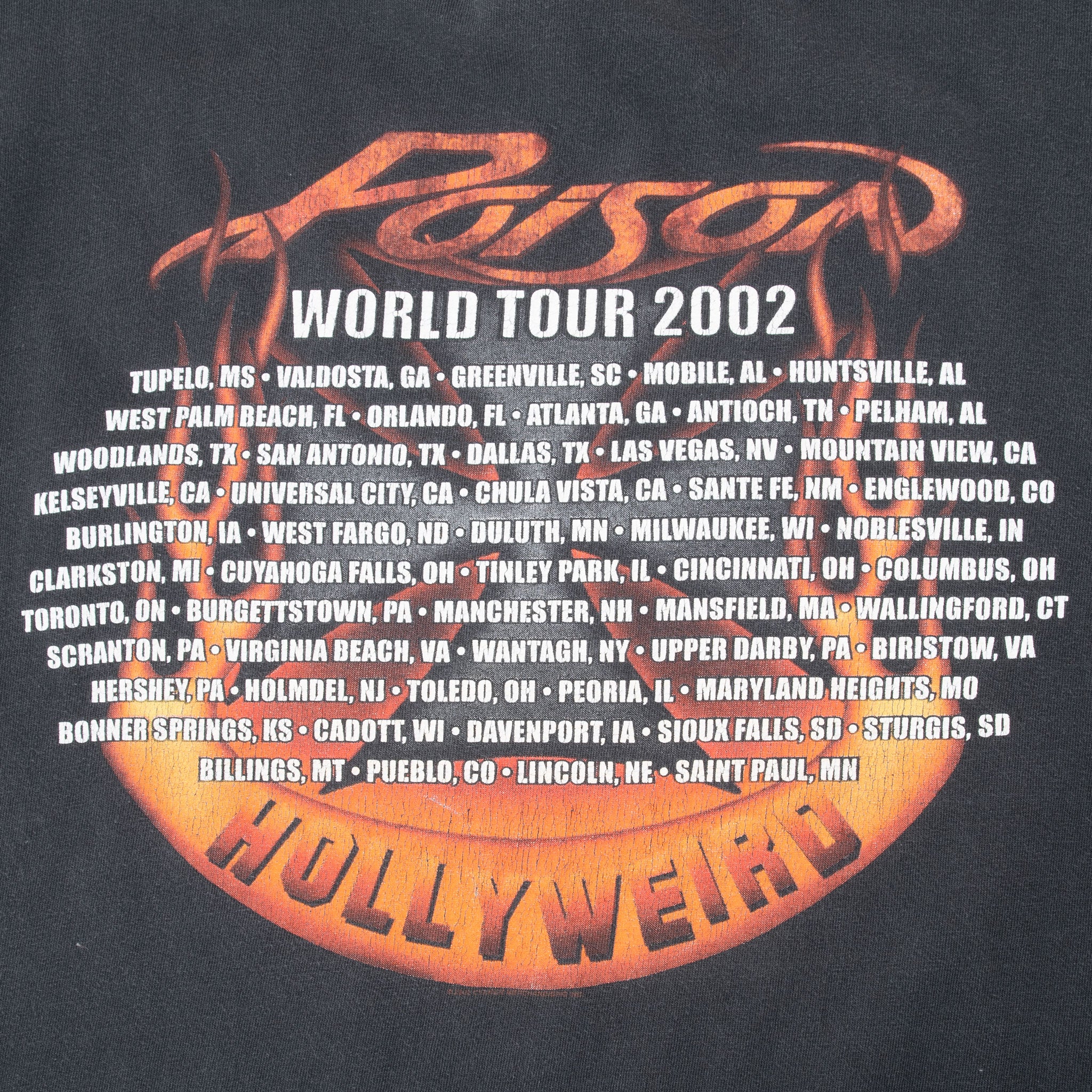 Vintage Poison Hollyweird World Tour 2002 Tee Shirt Size 2XL