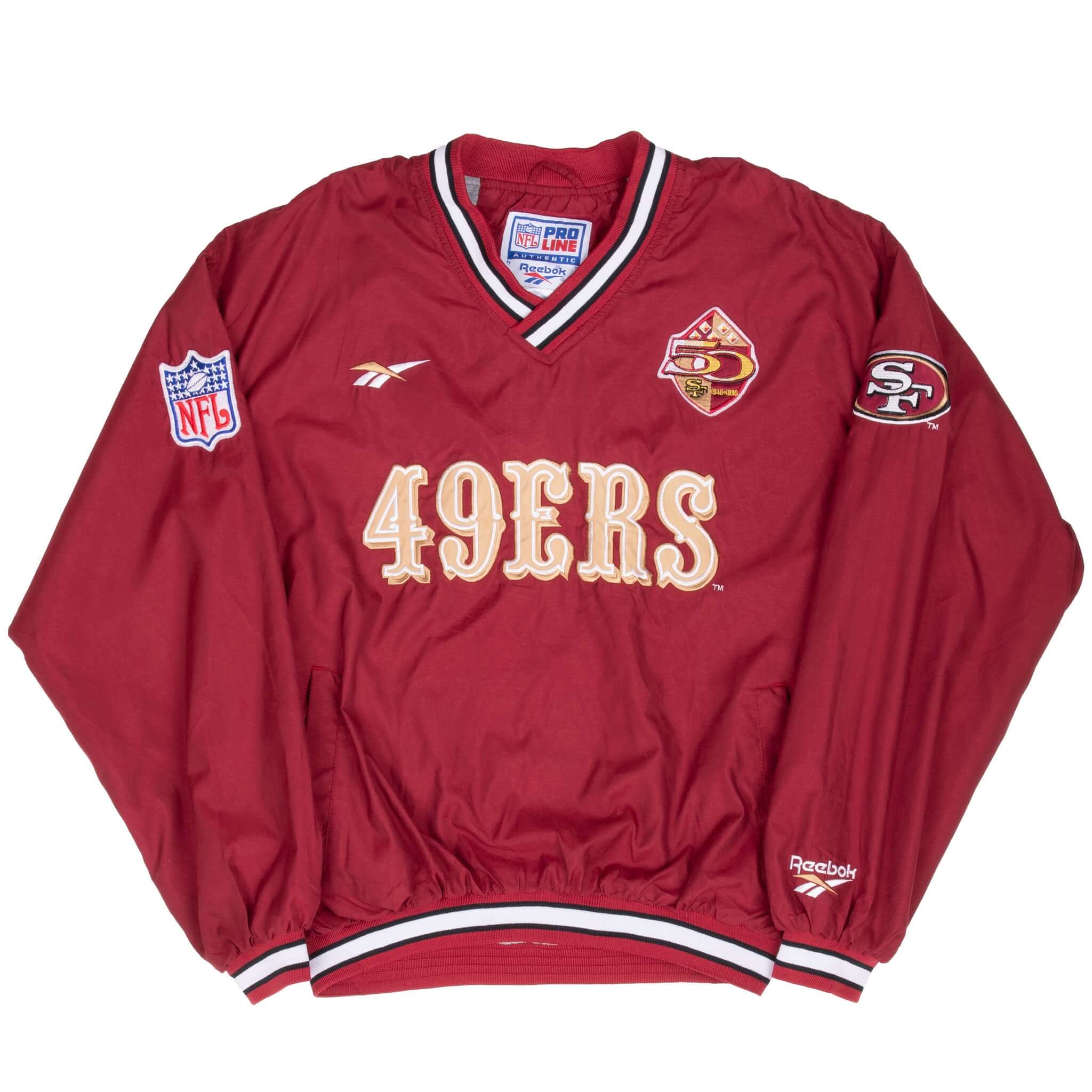 Vintage Nfl San Francisco 49Ers 1996 50th Anniversary Reebok Pull Over Jacket Size Medium