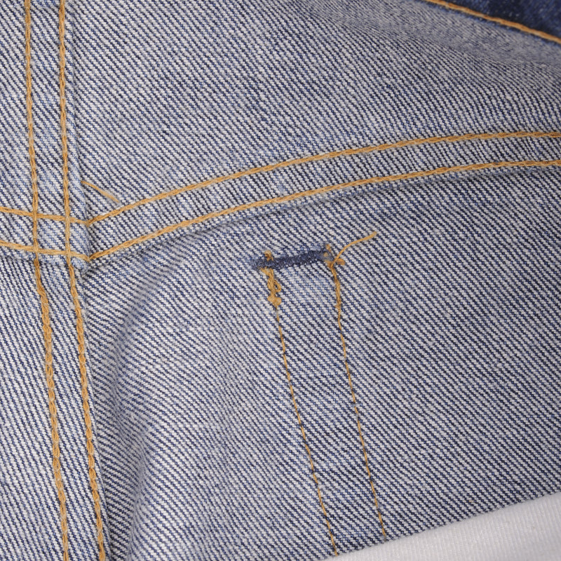 Beautiful Indigo Levis 517 Jeans With Blue Bar Tacks 1980s Made in USA with Dark Wash Talon Zipper  Size on tag 32X33 Actual Size 32X33 Back Button #653