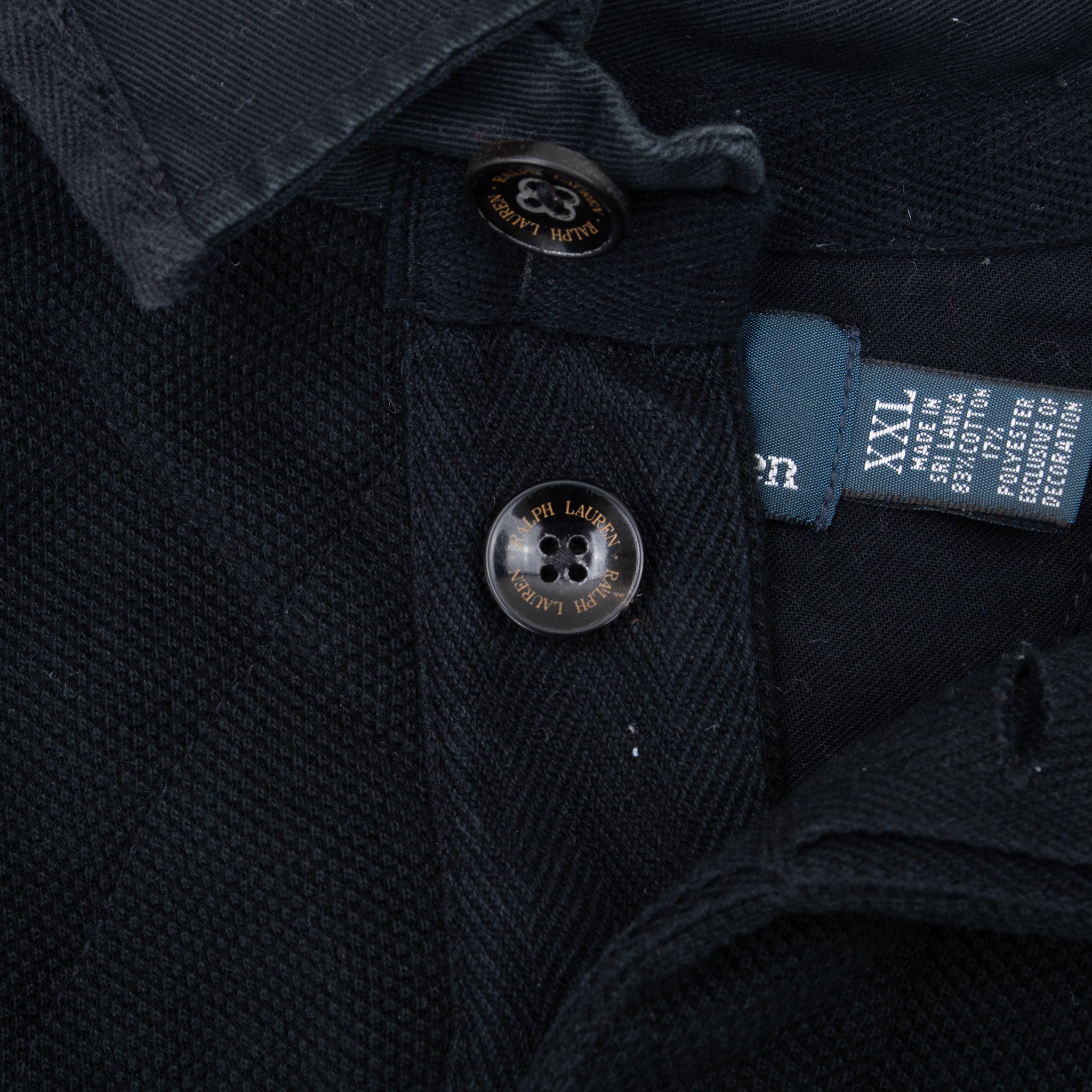 Vintage Polo Ralph Lauren Black Rugby Polo Shirt Stripe 1990S Size 2XL