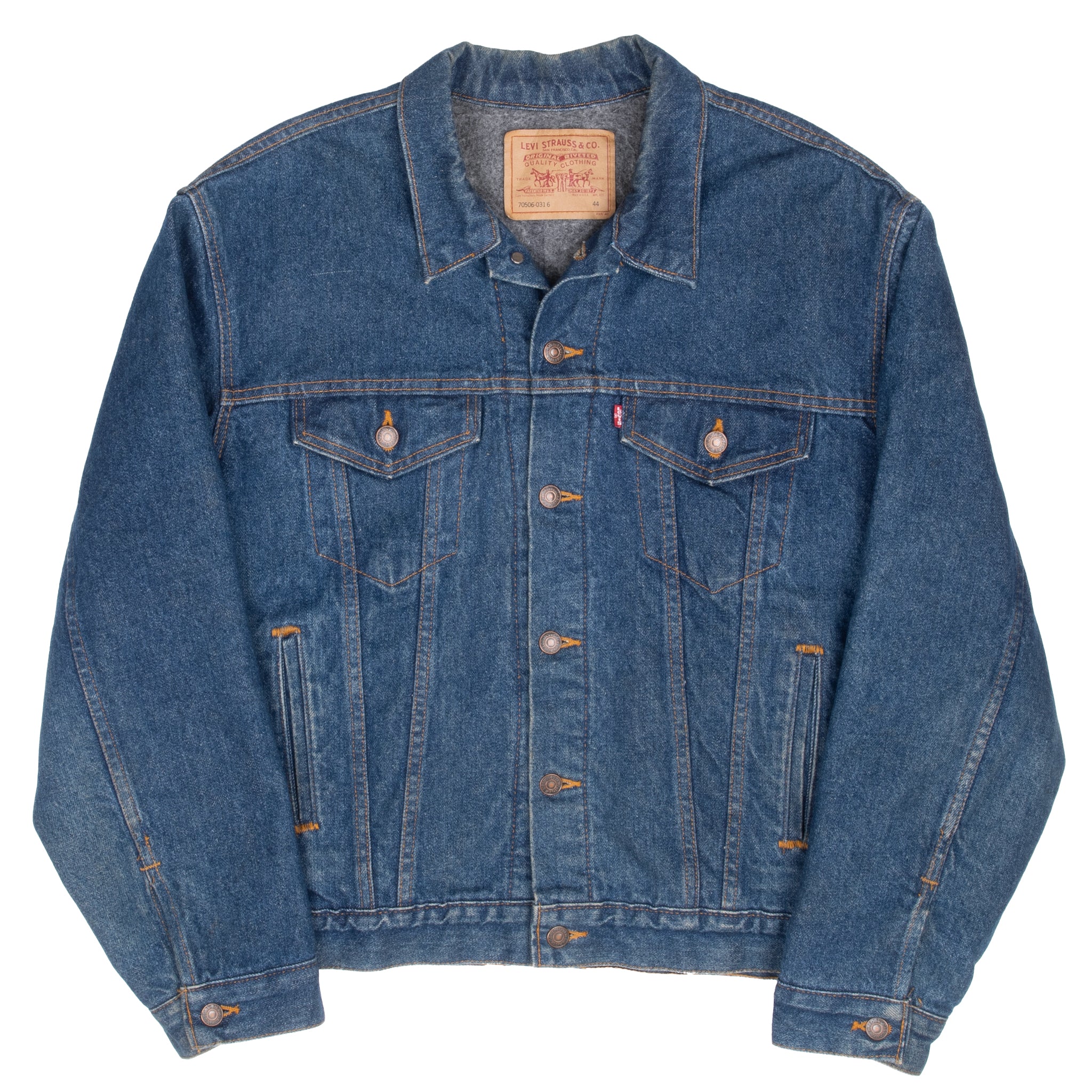Vintage Levis Indigo Blue Blanket Lined Jacket 70506-0316 Size 44 1980S Made In Usa

