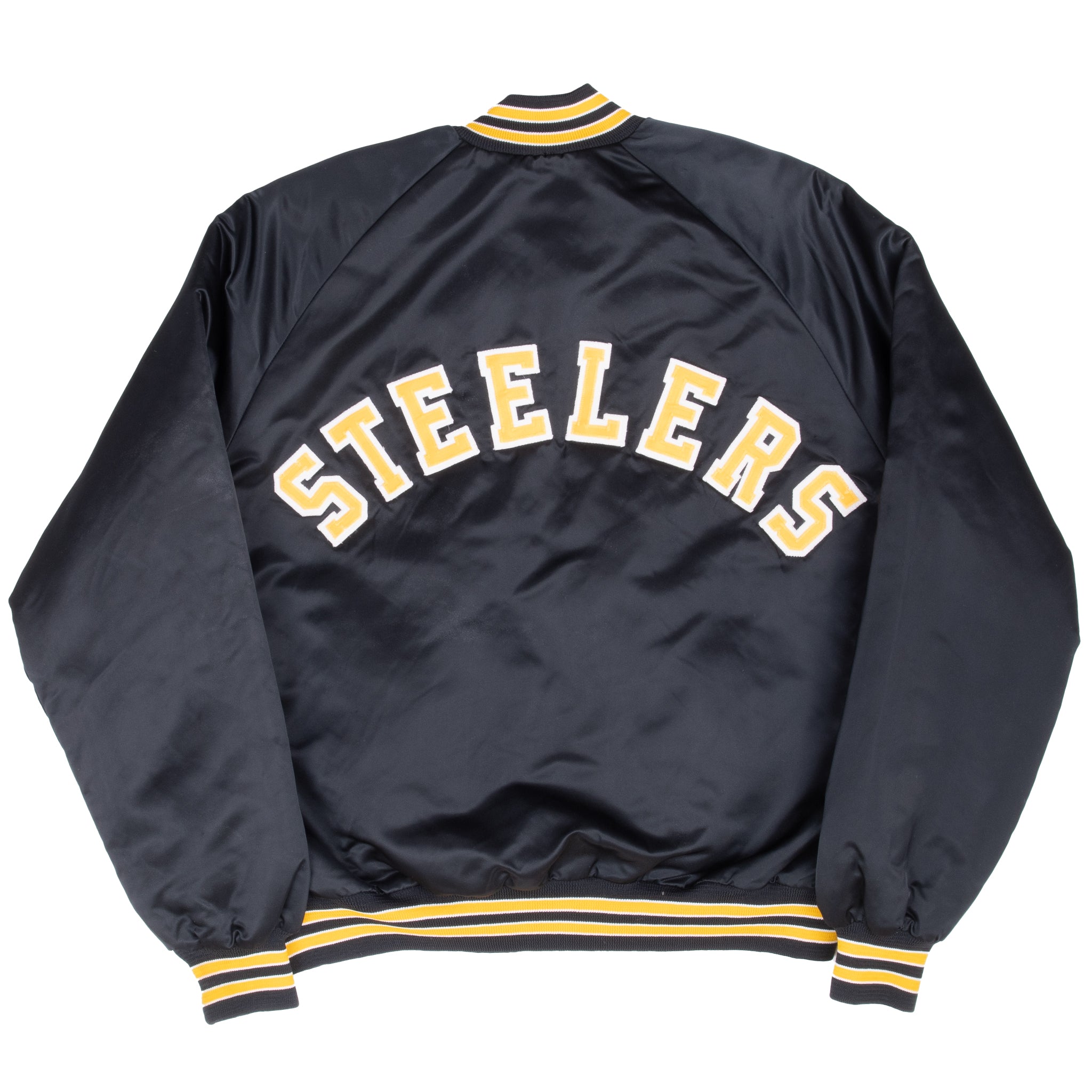 Vintage Nfl Pittsburg Steelers Satin Bomber Jacket 1990S Size Large Made In Usa