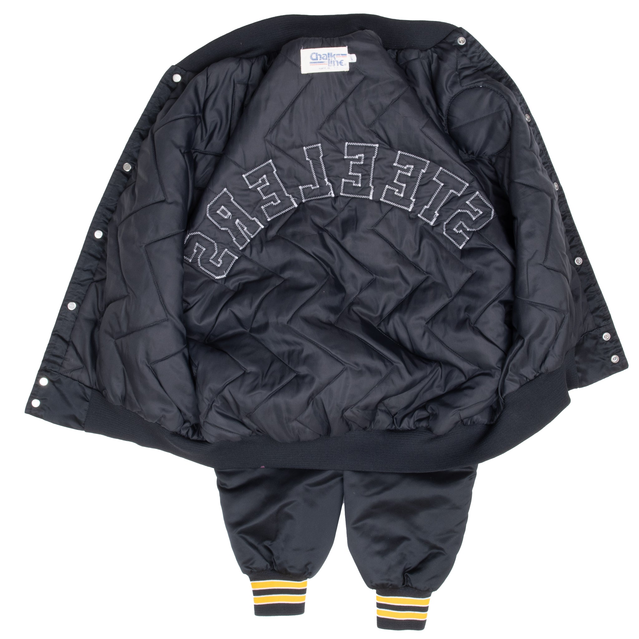 Vintage Nfl Pittsburg Steelers Satin Bomber Jacket 1990S Size Large Made In Usa