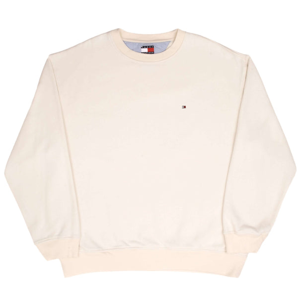 Vintage Tommy Hilfiger Cream Crewneck Sweatshirt 2000S Size XL