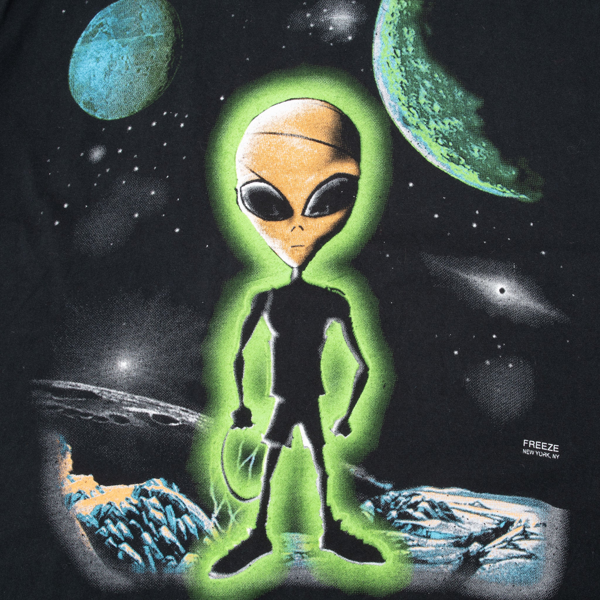 Vintage Alien Jump Shot Freeze Ny Tee Shirt 1990S Size Large Made In Usa