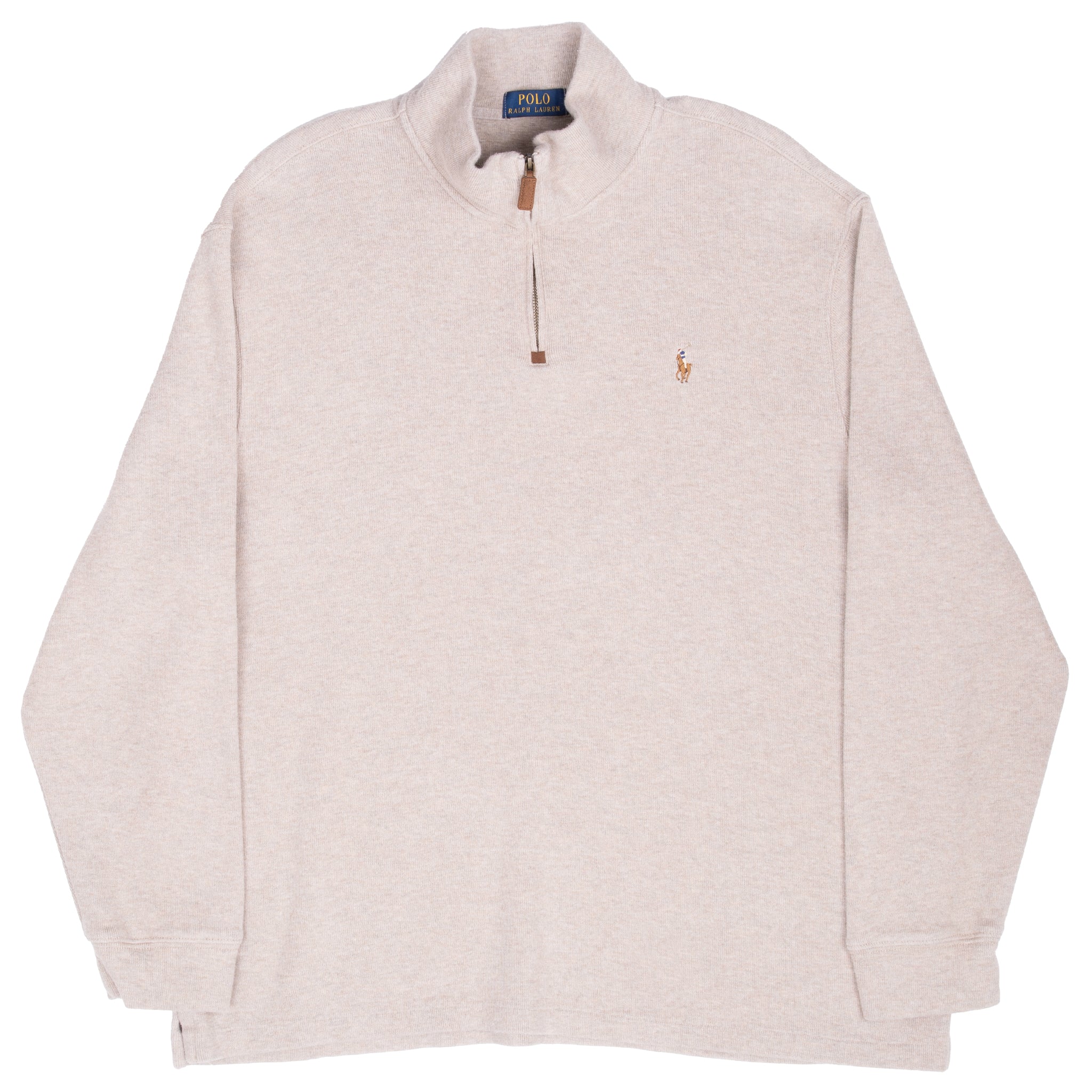 Vintage Polo Ralph Lauren Beige Quarter 1/4 Zip Sweater Size 2XL