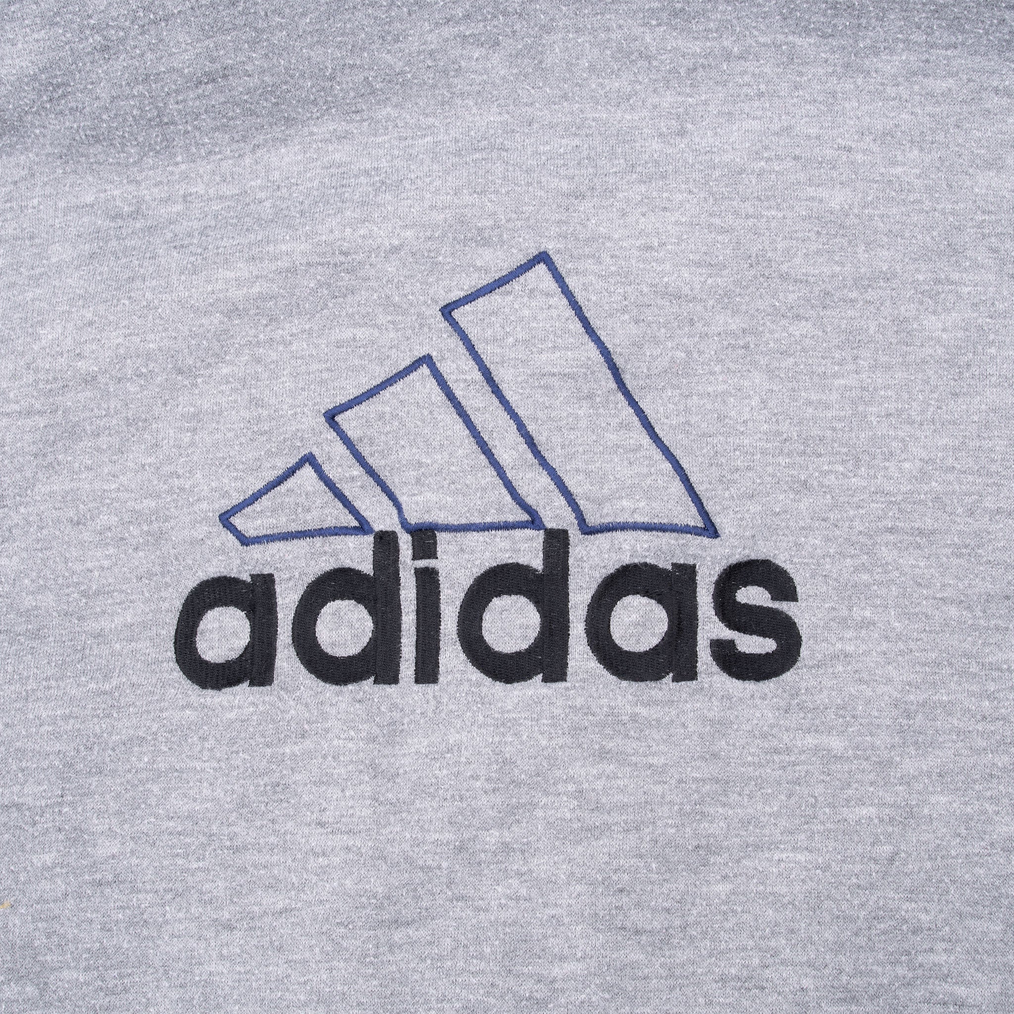 VINTAGE ADIDAS REVERSIBLE NYLON BLUE WINDBREAKER HOODED JACKET 1990S SIZE XL