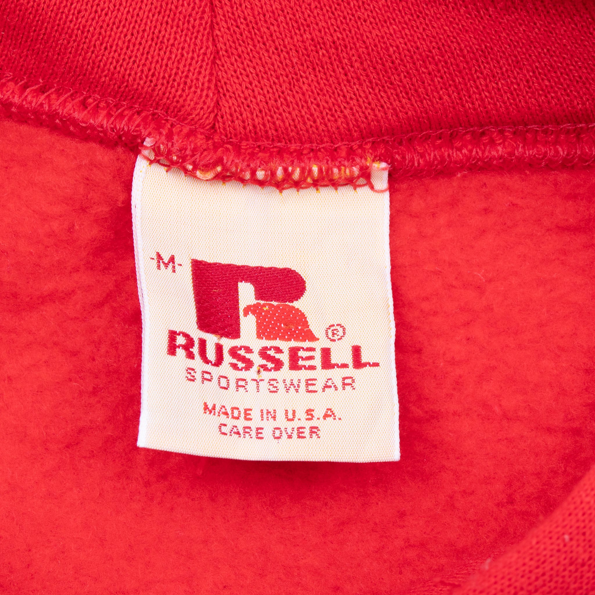 VINTAGE RUSSELL ATHLETIC BLANK RED HOODIE SWEATSHIRT 1970S MEDIUM MADE IN USA