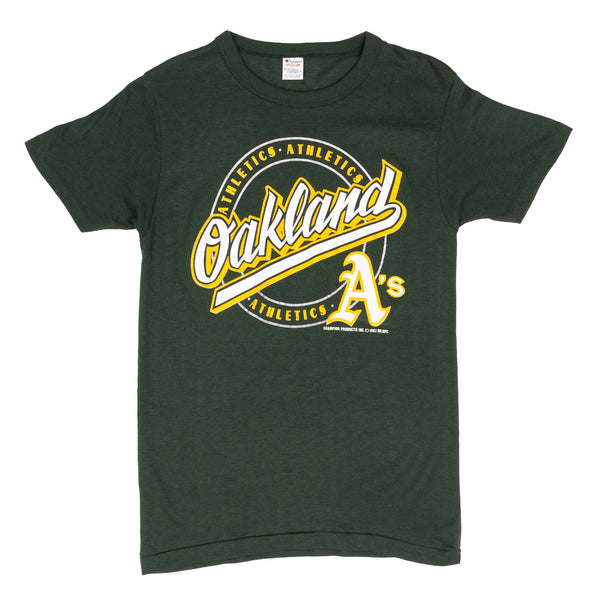 Vintage MLB Oakland Athletics Champion Tee Shirt 1987 Size Small Made In USA With Single Stitch Sleeves