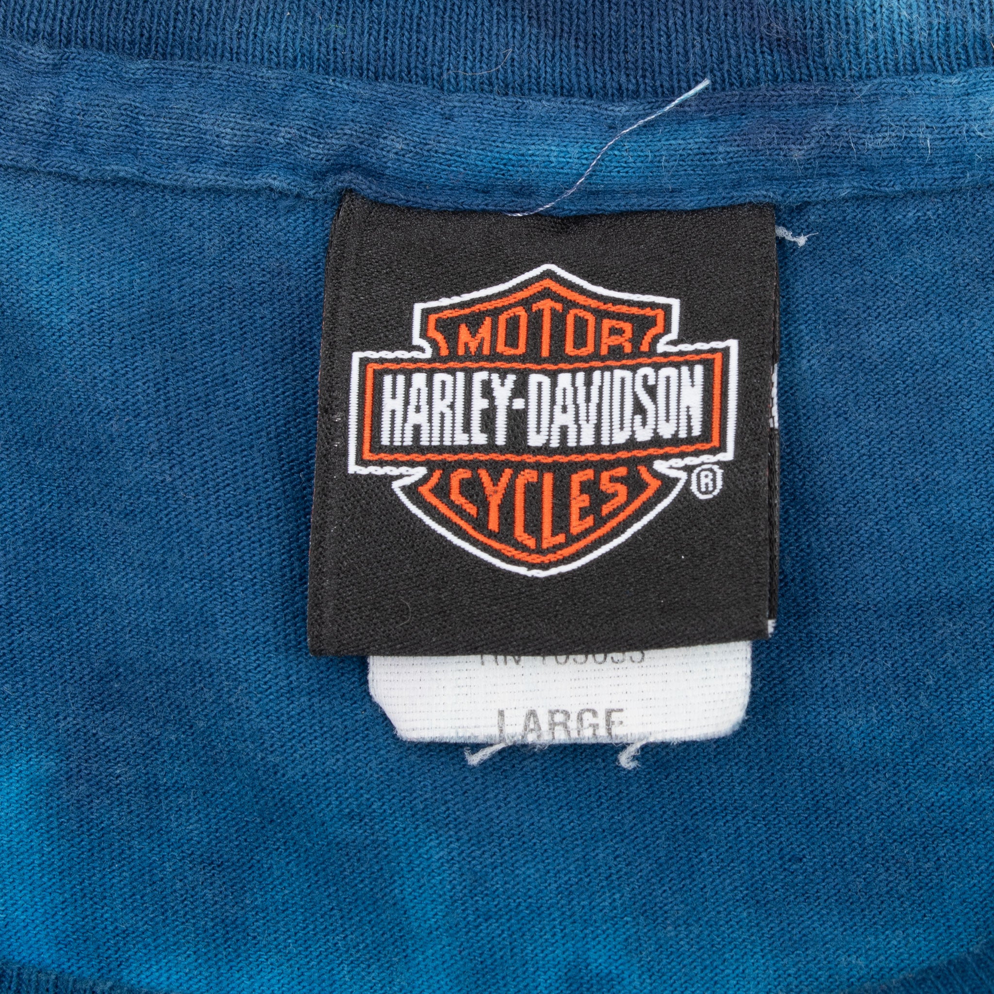 Vintage Harley Davidson Daytona Beach 2000 Tie Dye Tee Shirt With SIngle Stitch Sleeves Size Large Made In Usa