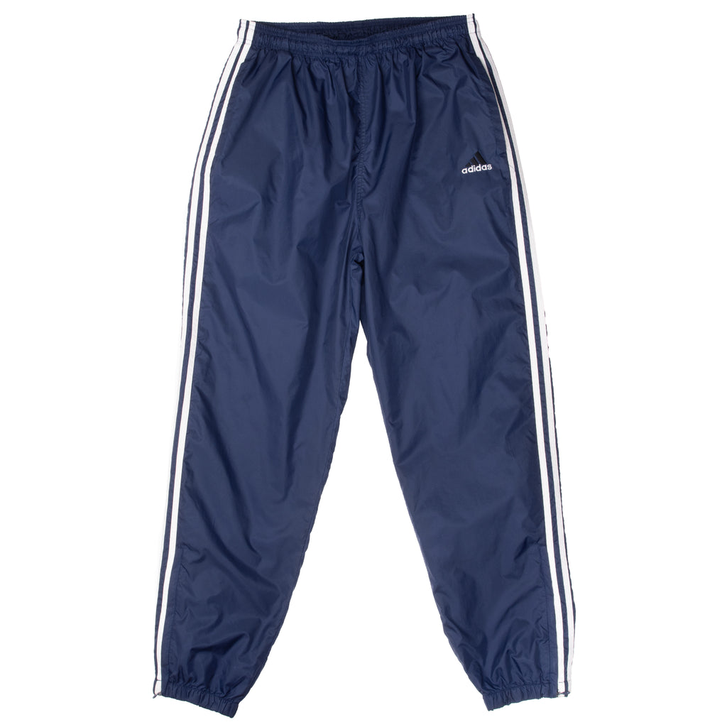 Vintage Adidas Navy Blue 3 Stripes Nylon Track Pants 1990S Size Large