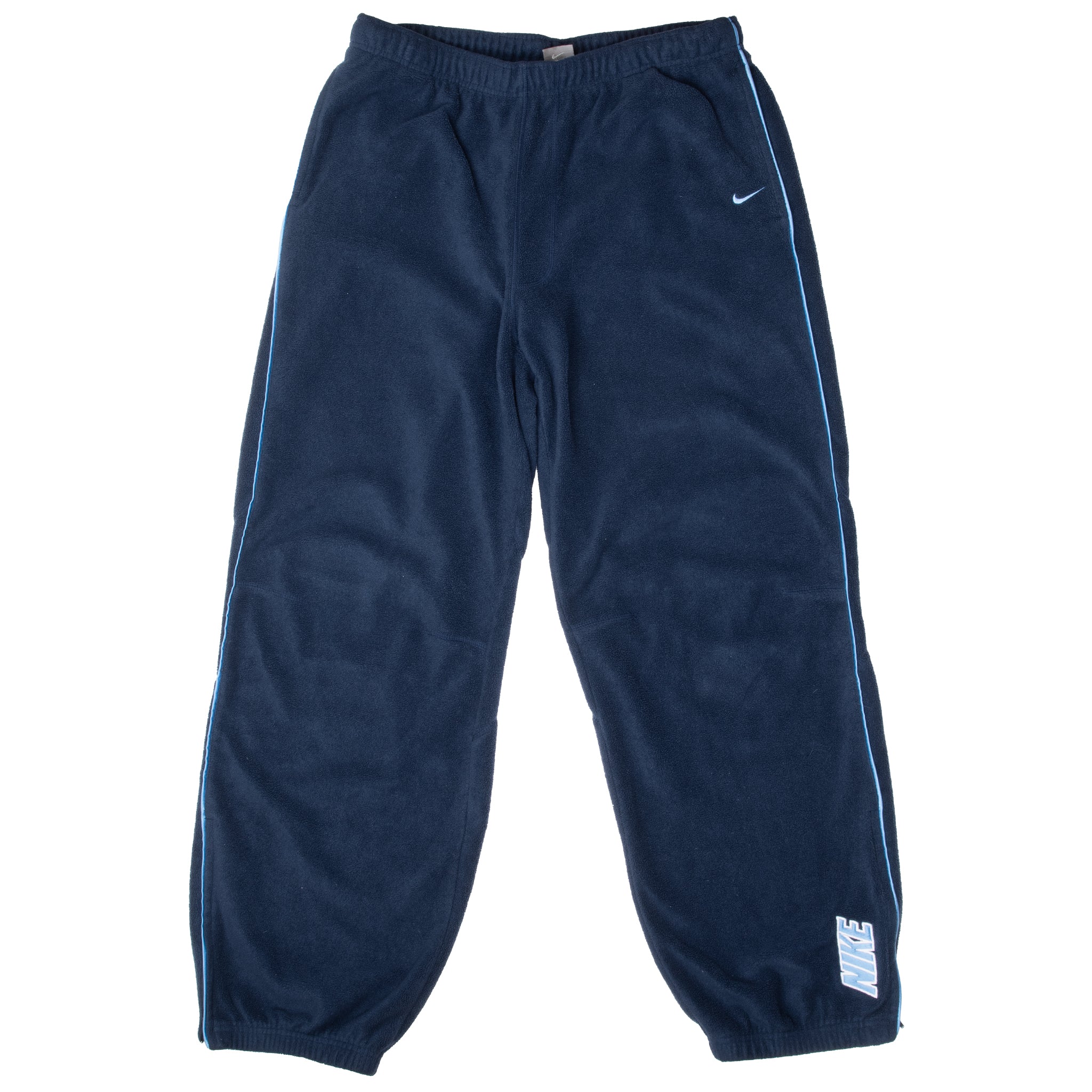 VINTAGE NIKE BIG SWOOSH BLUE FLEECE TRACK SUIT SWEATSHIRT SWEATPANTS 2000S XL