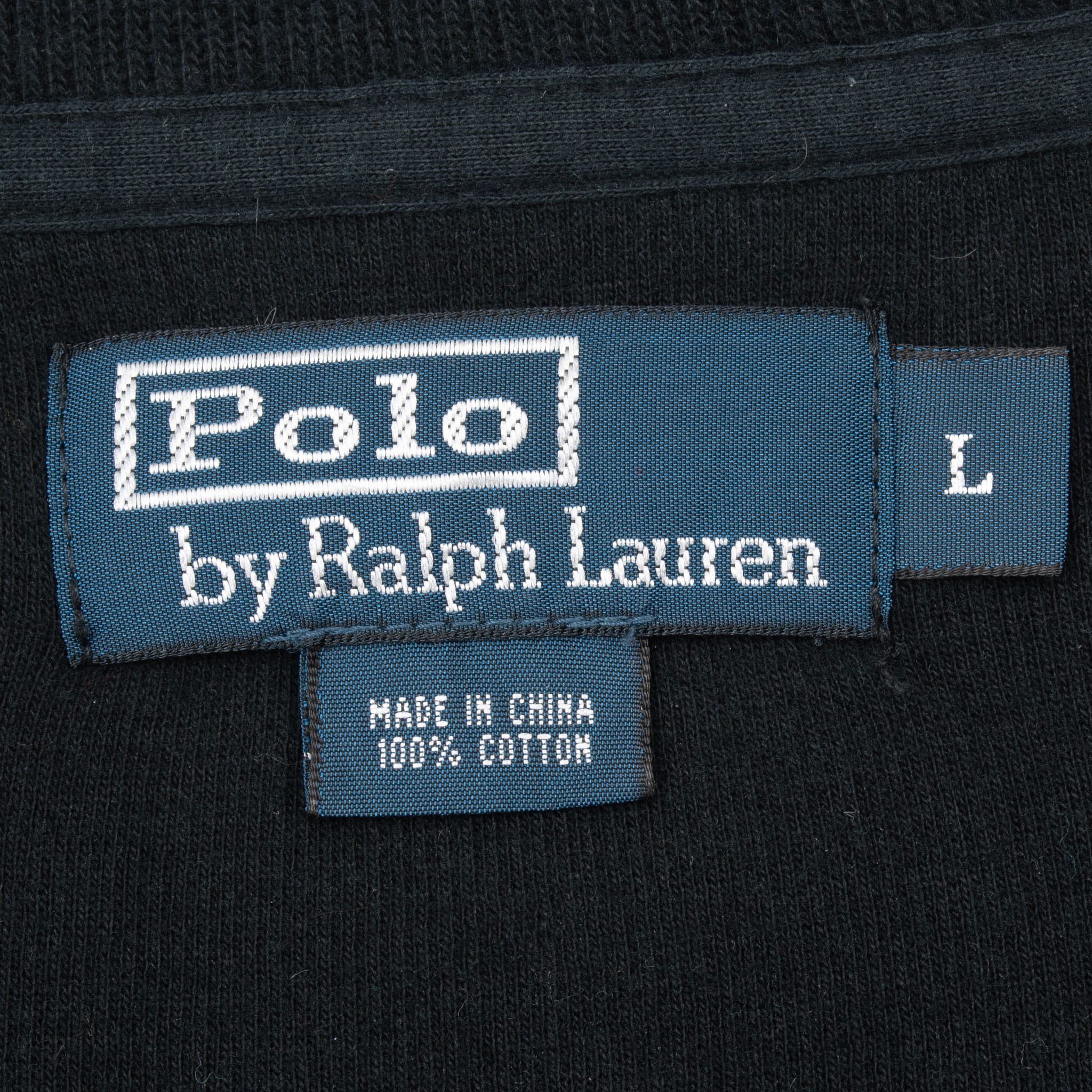 VINTAGE POLO RALPH LAUREN BLACK QUARTER 1/4 ZIP SWEATER 1990S SIZE LARGE