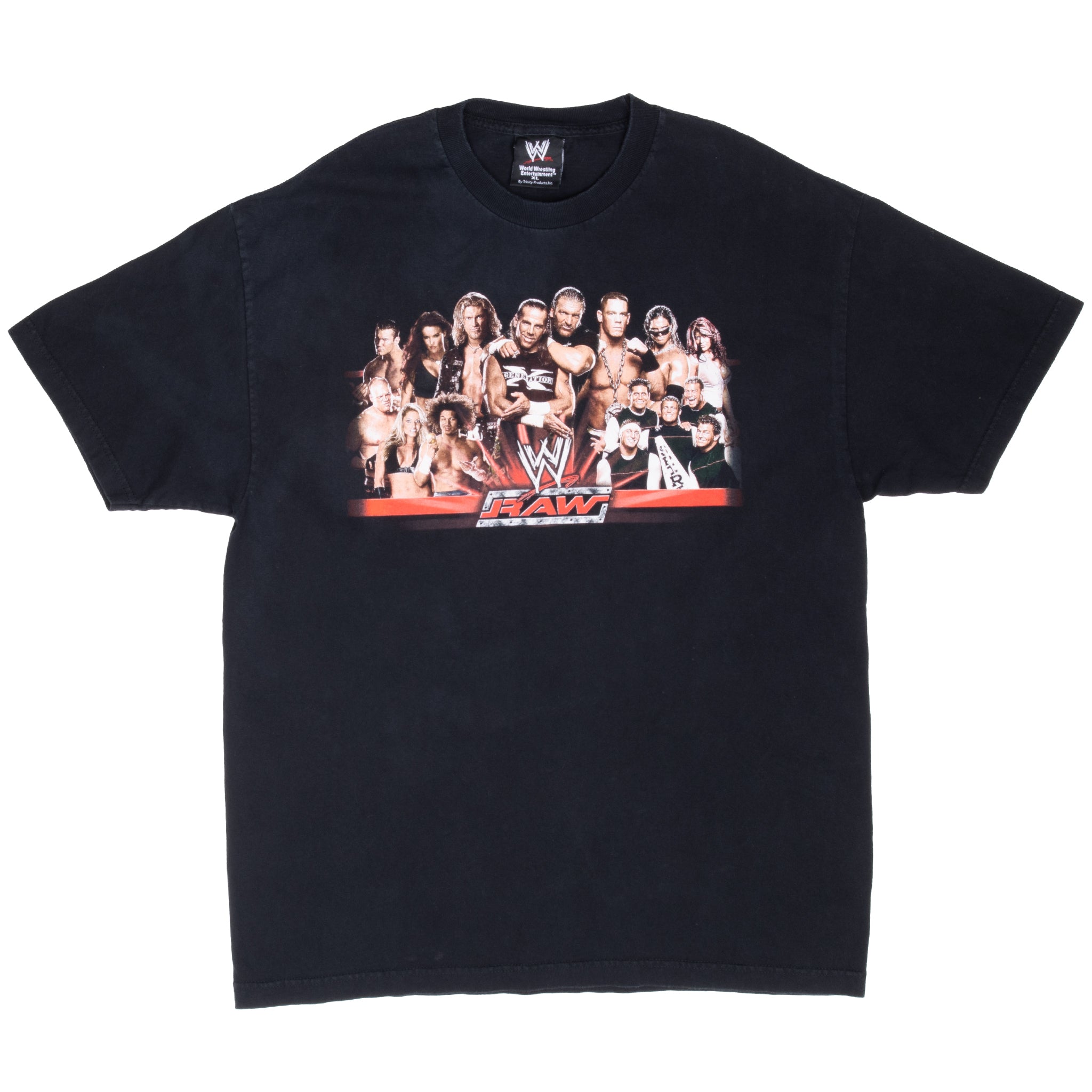 Vintage Wwe Raw John Cena Edge Kane Randy Orton Triple H Wrestling Tee Shirt 2002 Size XL