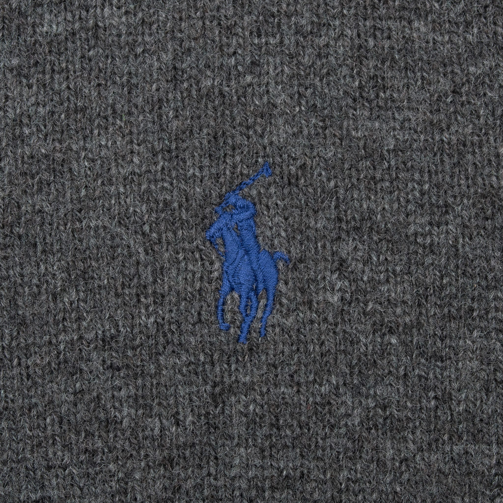 VINTAGE RALPH LAUREN DARK GREY V NECK KNIT WOOL SWEATER 1990S LARGE DEADSTOCK