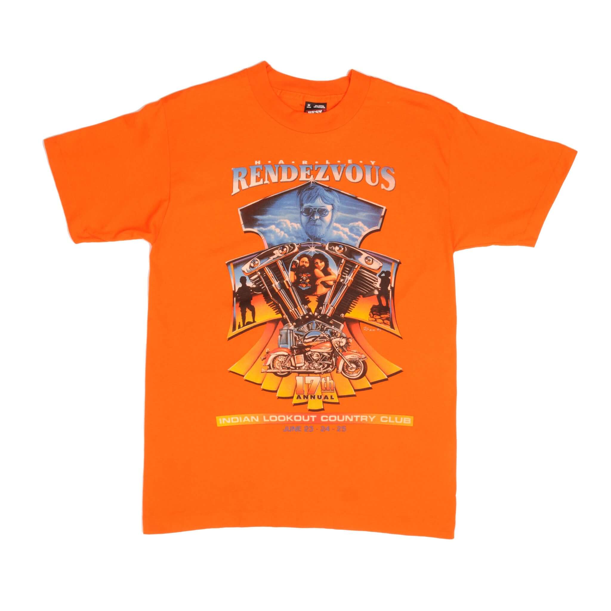 Vintage Harley Davidson Rendez Vous 17th Annual Staff Tee Shirt 1995 Size Medium Made In USA