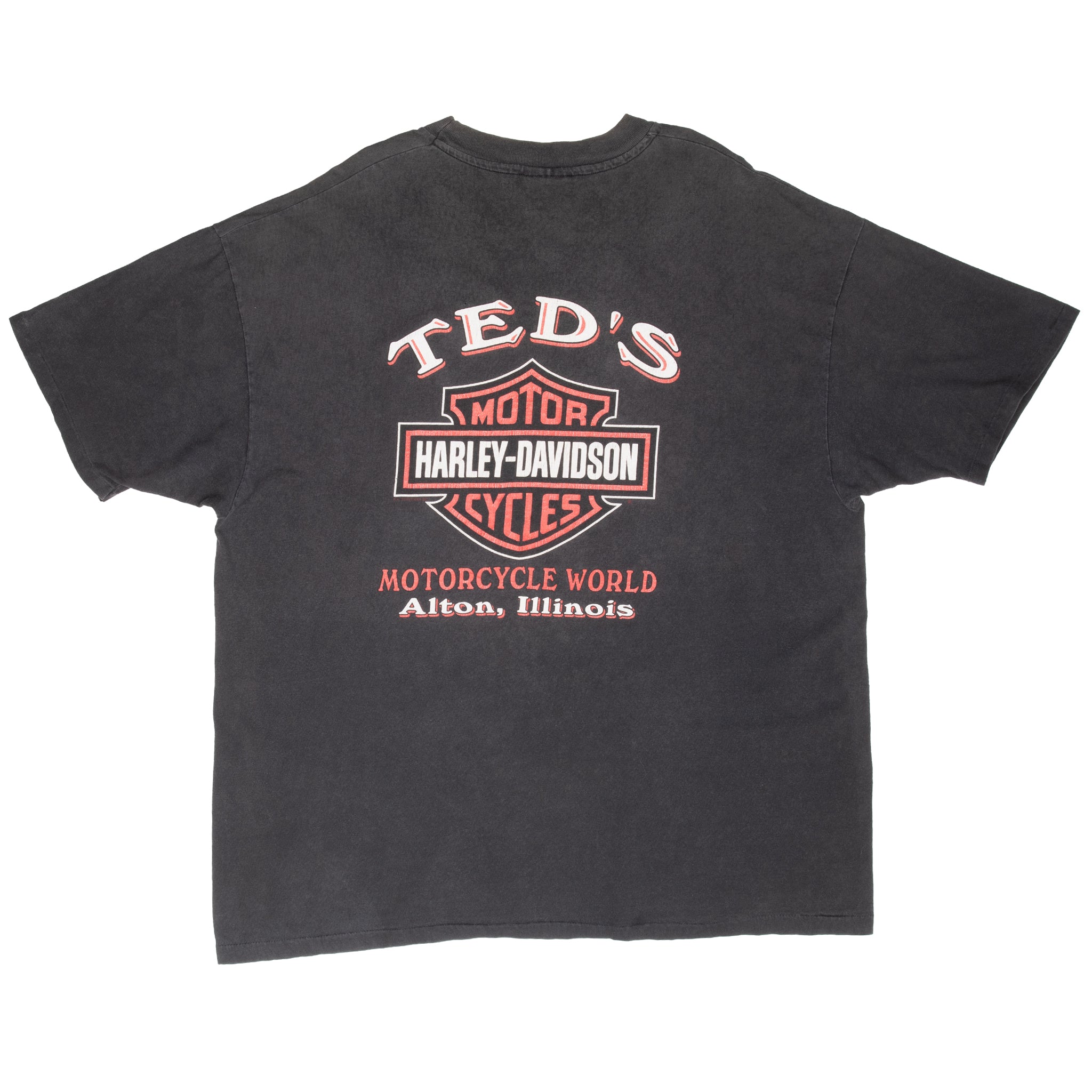 Vintage Harley Davidson Alton Illinois Tee Shirt 1990S Size 2XL Made In Usa With Single Stitch Sleeves